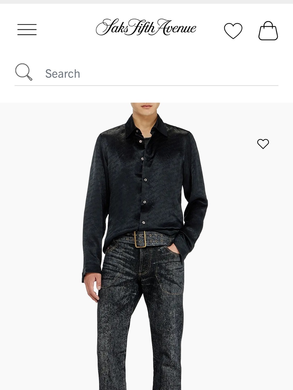 Diesel Black Satin Long-Sleeve Dress Shirt